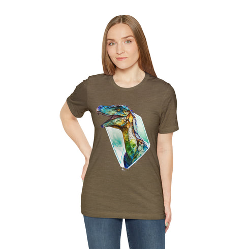 Stained Glass Velociraptor - Short Sleeve Tee